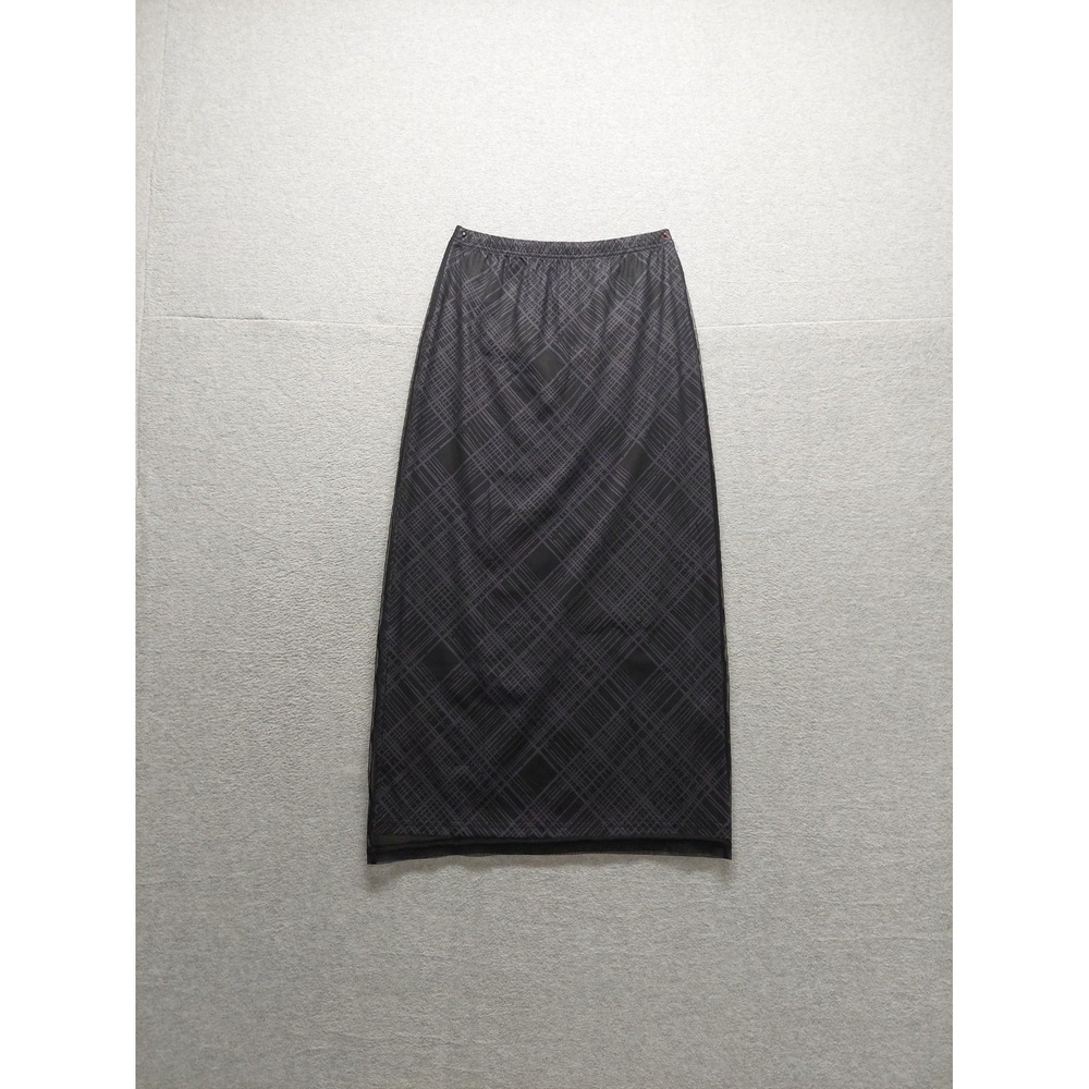Dazy Women Pencil Skirt S Black Plaid Longline Elastic Waist Pull On Career Work